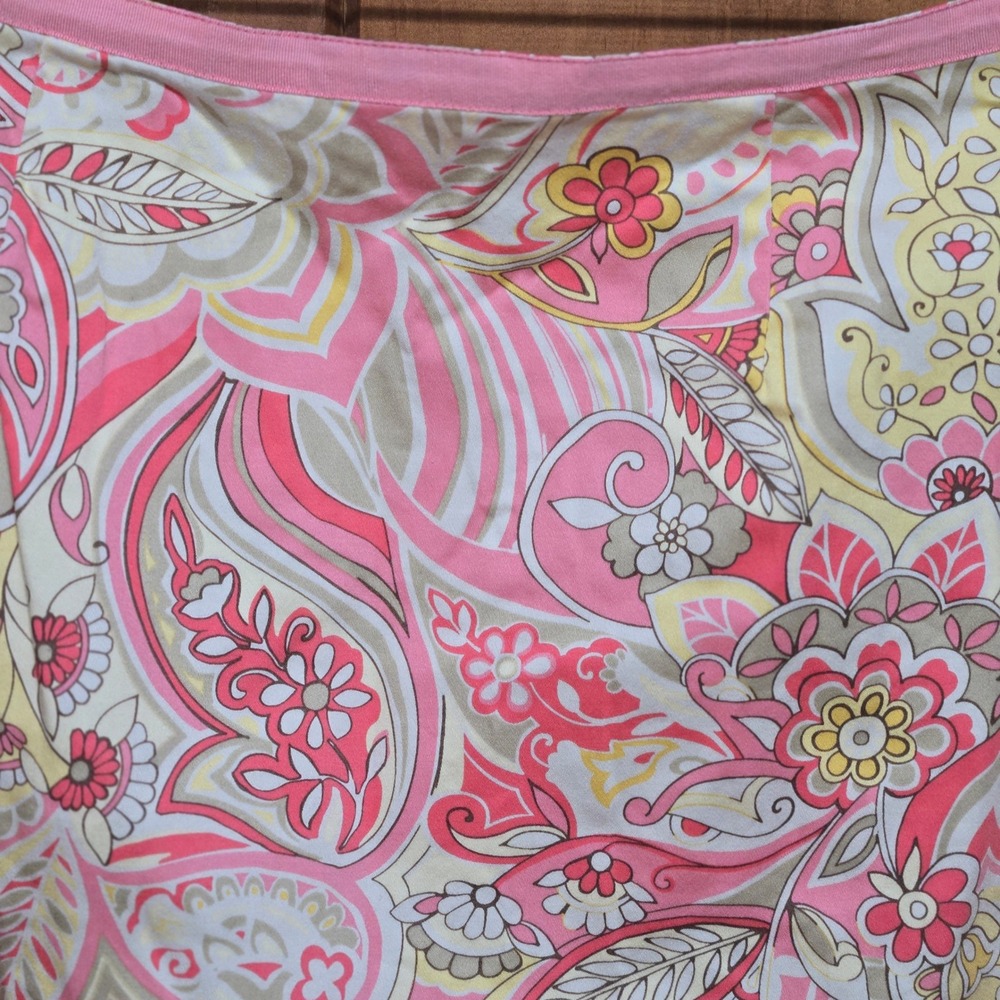 Appleseeds Womens Pinkβ Yellow Floral Paisley A-Line Skirt Size 14M A03026